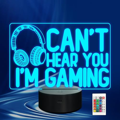 CoolGift Mart 3D Gaming Nachtlicht mit Headset-Grafik - 16-Farben-Touch & Fernsteuerung. Perfektes witziges Geschenk für Männer, Gamer, Teenager & Kinder (12+), die Videospiele & Humor lieben