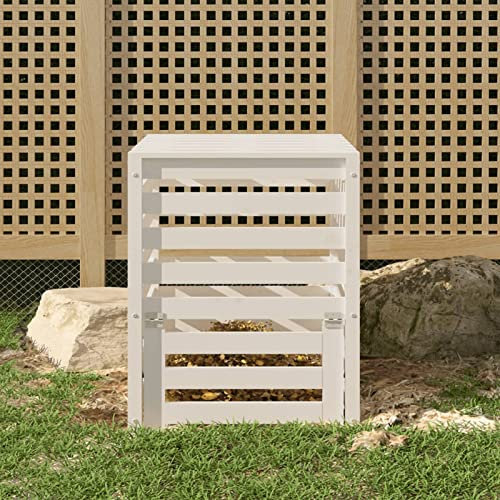 CIADAZ Compostiera Bianca 63,5x63,5x77,5 cm in Legno Massello di Pino,Casa e Giardino,Prato e giardino,Giardinaggio,Compostaggio,Compostiere(SPU:823809)