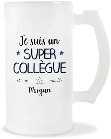Planetee Chope Morgan Un Super Collègue | Idée Verre à bière Pinte Cadeau Apéro Noël Secret Santa Travail Boulot Retraite Anniversaire Humour