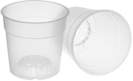 GREEN24 20 Stück Orchideentopf transparent aus Polypropylen, Ø 11,4 cm, 10,8 cm hoch, 0,74 L Volumen, Stufenboden zur idealen Belüftung und Bewässerung des Wuzelballens