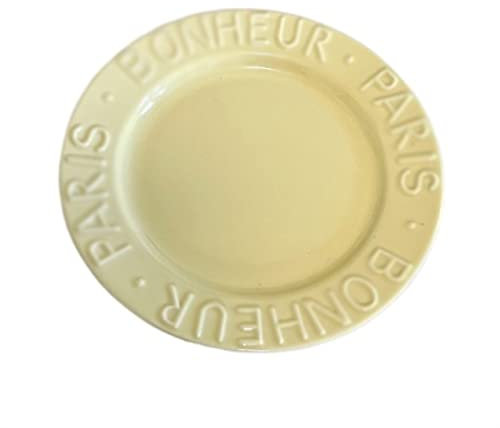 SDA287MZ Plates Cream Color Plate Ceramic Dinner Plate Embossed Letter Plate Home Dinner Plate Dessert Plate Breakfast Plate Simple Flat Plate Solid Color Deep Plate Side Plate(Yellow)