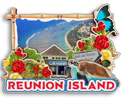 Reunion Island Frankreich 3D-Kühlschrankmagnet aus Holz, Stadt, Reise, Souvenir, niedliche Kühlschrank-Aufkleber, Heimdekoration, Küchendekoration