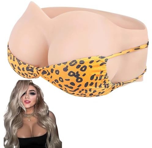 HWGANX Silicone Breast Plates for Crossdressers, Gel Gefüllt Trägerlose Brustplatte Realistische Brustplatten Für Crossdresser Transgender Transvestit Drag Queen-E Cup - XL||Beige