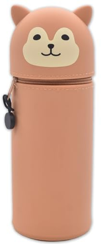 QRKPVHD 2 in 1 Weiche Silikontasche Kawaii Federmäppchen, Tischstifthalter, Reißverschluss, Silikon, Stiftetasche Buntstifte Marker, Büro, Uni, niedlicher Schulbedarf, Mädchen Haie (Shiba Inu)