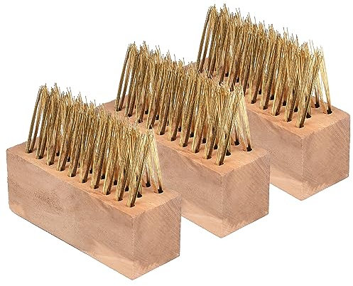 Balai métallique, brosse rigide, balai métallique, tête de balai en fil d'acier rigide, 3 pièces brosse métallique contre les mauvaises herbes, outils de brosse à mauvaises herbes de jardin et de pati