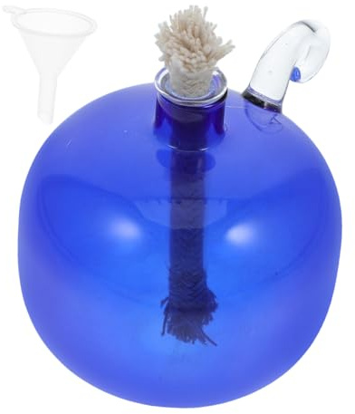 Cabilock Lampe à Huile en Verre Ronde Bleue Rechargeable, Facile à Utiliser, pour Éclairage Maison Moderne et Décoration Intérieure Élégante
