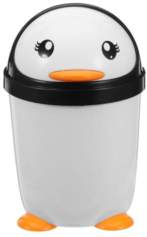 DIYEAH Niedlicher Pinguin MüLleimer Mit Schwingdeckel Auto MüLleimer Und Papierkorb FüR BüRo Schlafzimmer KüChe Kreativer Mini Abfalleimer FüR Kinderzimmer Und Zuhause