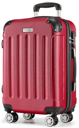 MERISH Reisekoffer Koffer Kofferset Trolleys Zwillingsrollen 3tlg. Hartschale in 9 Farben (Rot, M)