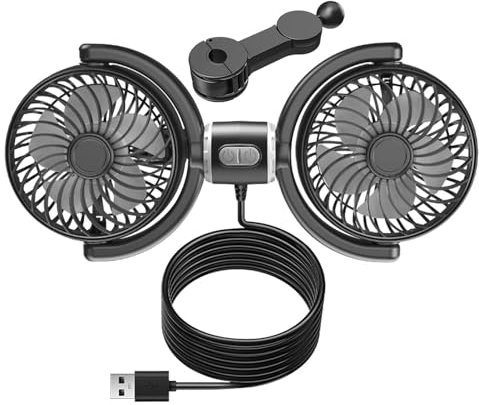 Ventilateur de siège d'auto USB, ventilateur de voiture pour la banquette arrière | Ventilateurs de refroidissement refroidisseur de tête arrière avec 3 vitesses - Souleur de siège portable de circula