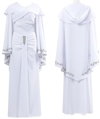 KoleGoe Padmé Amidala Ensemble robe longue Amidala blanc Cosplay Costume haut écharpe jupe Jedi Halloween