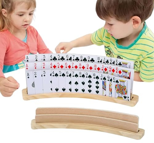 Spielkartenhalter aus Holz, Spielkartenhalter mit freien Händen aus Holz, 2-teiliges Spielzubehör für Korb, Poker, Pinochle