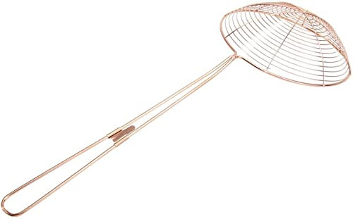 CHFYIJYHM Tamices de colador for cocinar utensilios de cocina, colador de araña asiática Cucharón de espumadera de alambre de acero inoxidable con malla en espiral Cuchara de espumadera profesional Co