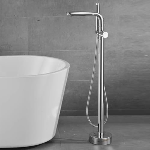 Billg Bodenmontage Badarmatur 94cm, Freistehende Badewannenarmatur mit Handbrause, Freistehende Badarmaturen, 360° Einfüllstutzen Duscharmatur für Wanne, Freistehende Badewanne Standarmatur