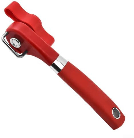 Abrelatas manual de acero inoxidable con agarre cómodo para un uso seguro en la cocina en casa (K4 rojo)