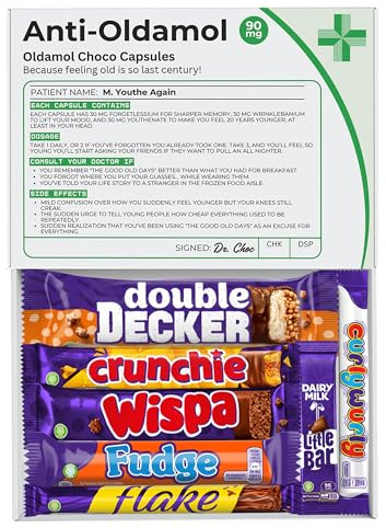 Anti Oldamol Funny Gifts for Men | Chocolate Gift Box Filled with Assortment of Dairy Milk Selections | Joke Prank Gift for Dad | Presents for Dad | Mens Birthday | Father’s Day | Gifts for Husband