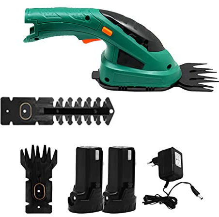 FHRKA Cordless Grass Shear & Hedge Trimmer, 3.6 V Electric Handheld Grass & Hedge Trimmer Edging Shear Set with Pruning Blades