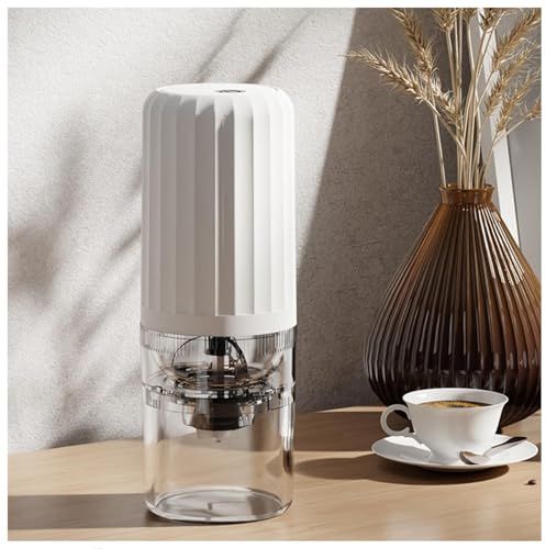 Portable Electric Coffee Grinder, Usb Rechargeable Coffee Bean Grinder, Stainless Steel Blade With Adjustable Thickness, Camping Travel Outdoor Coffee Machine (White)