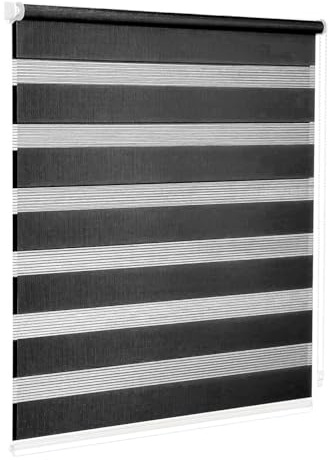 Cortina enrollable para ventana puerta interior casa oficicio, kit de montaje en pared, marco sin agujeros, 200 x 180, negro