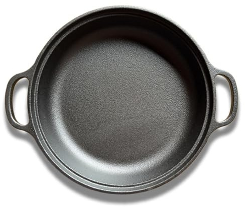 SMELEYOU Gjutjärnspanna rund non-stick gjutjärnspanna med 2 handtag för gas elektrisk induktion och ugn platt yta 22 cm