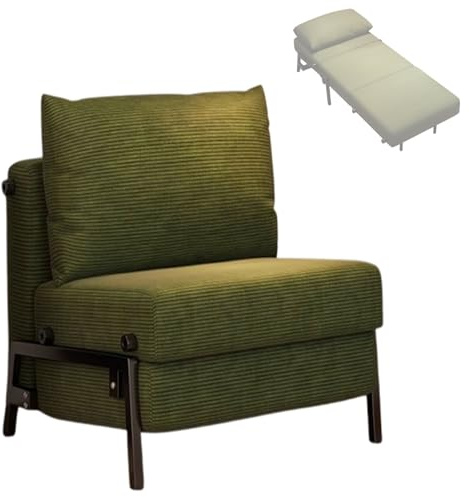 2-i-1 Konvertibel Bäddsoffa Mjuk Manchester Hopfällbar Stol Säng Med Ryggstöd Enkel Vilstol Sovstol För Vardagsrum Lägenhet Sovsal Studio Gästrum Hem Offi(Green)