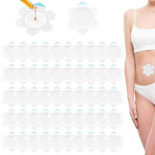 NQEUEPN 50pz Impacco Olio di Ricino per Ombelico, Cerotti Autoadesivi Biologici All'Olio di Ricino per Ombelico Cerotti Compressivi Altamente Assorbenti in Tessuto Spunlace (Olio Non Incluso)