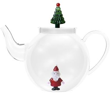 Ichendorf Christmas Tales Teiera Babbo Natale Tappo Albero di Natale 12cm Vetro Borosilicato