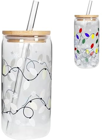 Occhiali Che Cambiano Colore | Tazze Natalizie Riutilizzabili Con Coperchio E Cannuccia | Bottiglia Di Per Cioccolata Calda, Acqua Fredda, Latte, Succhi E Birra | Set Bicchieri Per Feste Di