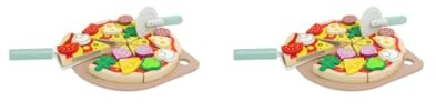 2 set of Wooden Pizza Toys Birthday Gifts Cutting Play Food Toy for Kids for Toddlers