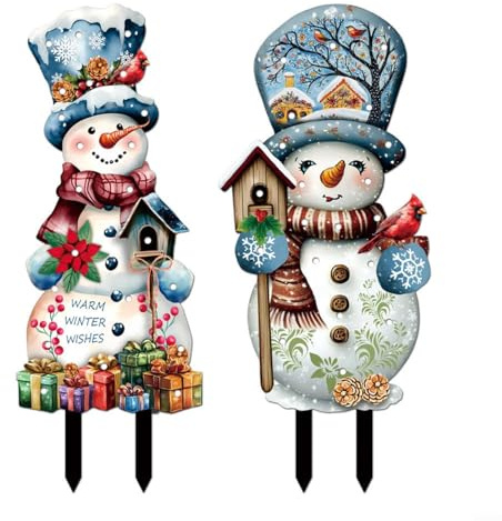 EXTRWORY Weihnachtsbaumzaun, Gartendekoration, LED-beleuchtete Hofschilder für den Außenbereich, Weihnachtsdekoration, mehrfarbig, Acryl, Feiertagsplakette