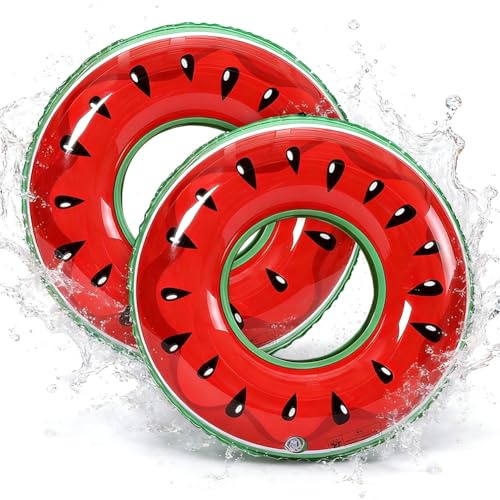 Anguria Anello di Nuoto Adulti, 2pcs Giocattoli Gonfiabile per Piscina Galleggianti, PVC Galleggiante Anello di Nuoto, per Divertimento in Acqua per Piscina Sport Acquatici Estate Spiaggia Festa