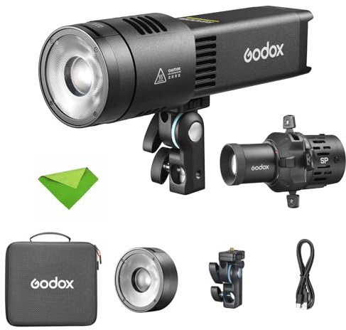 Godox RS100Bi 1K Bi-Color LED Video Light with SP36K Projection Attachment, 2800-6500K Photography Flashlight, 11 FX Light Effects, CRI≈98, TLCI≈98, 0.1% Brightness Adjustment, Godox S Mount