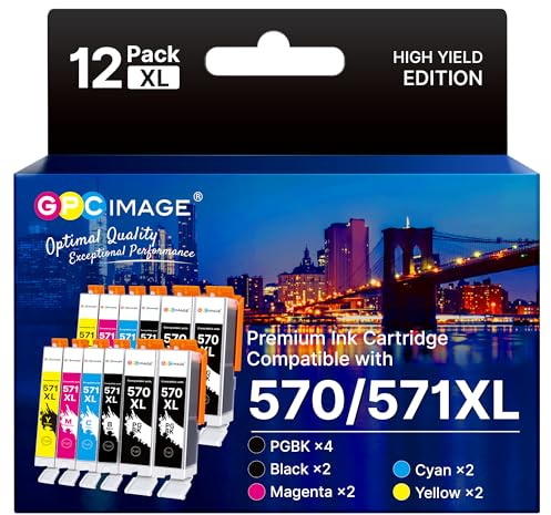 GPC IMAGE 570 571 XL Kompatible für Canon 571 570 für Canon Pixma MG5750 | MG5751 MG5752 MG5753 MG6800 MG6850 MG6851 MG6852 MG6853 TS5000 TS5050 TS5051 TS5053 TS5055 TS6050 TS6051 TS6052, 12er-Pack