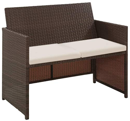 Tidyard Lounge Sofa 2-Sitzer Couch aus Poly Rattan, Wetterfesten und Wasserdichten, für Garten, Balkon, Terrasse, 100x56x85cm, Braun
