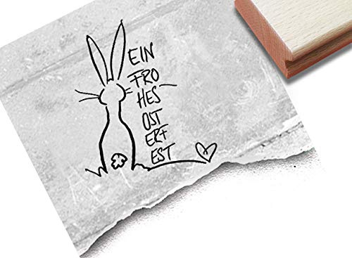 Stempel Osterstempel EIN FROHES OSTERFEST Handschrift mit Osterhase - Textstempel Ostern, Karten Geschenkanhänger Osterdeko Scrapbook - zAcheR-fineT