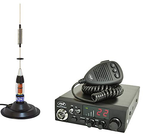 Paquete emisora ​​de Radio CB PNI Escort HP 8024 ASQ, 12-24V, 40 Canales, 4W + Antena CB PNI ML70