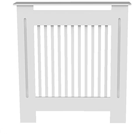 FATIVO Cubierta de Radiador, Cubreradiadores de Madera, Cubre Radiador de MDF, Color Blanco, Estante para Radiador Vertical, 78 x 19 x 92cm