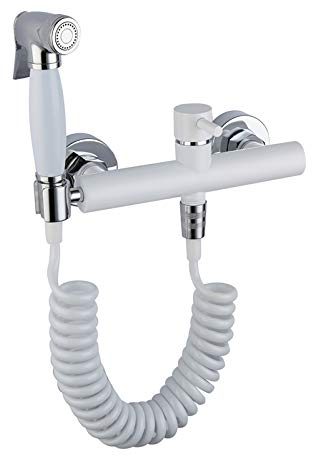 GLYYR Bidet Handbrause Toilette mit Kaltes und Heißes Wasser, Weiß Bidet Sprühaufsatz Wandhalterung Duschkopf für Toilette Messing Bidet Armaturen Set für Haustiere, Badezimmer