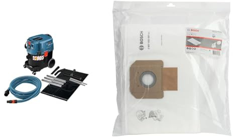 Bosch Professional Industriestaubsauger Gas 35 M AFC (1.200 Watt, 35 L Behälter, 5 m Schlauch, im Karton) + Vlies Staubsauger Beutel (5 Stück, für Gas 35, in Plastikhülle)