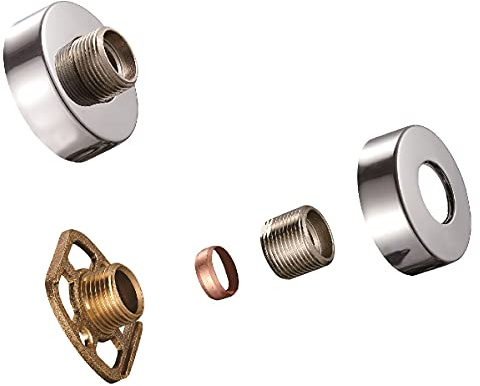 KINGBATH™ Bar Valve Fixing Kits Brackets with Round SS Chrome Cover Shrouds Escutcheons 3/4” Inch Connections BSP 15mm Wall Mounted Fast Fix Kit Bracket for Thermostatic Shower Bar Valve Mixer Tap