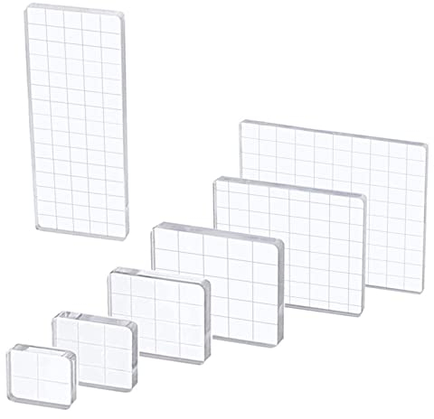 7pcs klare Stempelblöcke, Lre Co. Acrylblock-Stempelwerkzeuge mit Gitterlinien für Scrapbooking-Handwerk, Dekoration Weihnachtsstempel, Karten, Zeitplanbuch