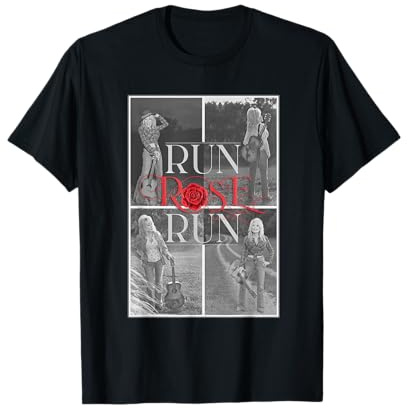 Run Rose Run Black and White Dolly Parton T-Shirt