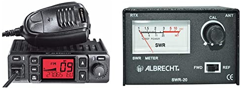 Albrecht AE6290 CB Funkgerät, 12629, mit integrierter Repeater/Relais Funktion, 12/24V, VOX, RJ-45 Westernstecker, Schwarz & MID05SWR20 – Messgerät
