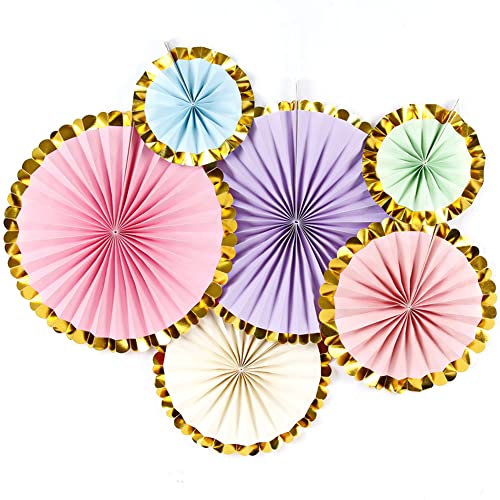 6 Stück Party Dekoration Papier Fächer,Dekorpapier Aufhängen Fächer Hängende Deko Papier Fans Fächer für Party Hochzeit Feier Baby Shower Geburtstag Festival Weihnachten Event Karneval,Buntes E