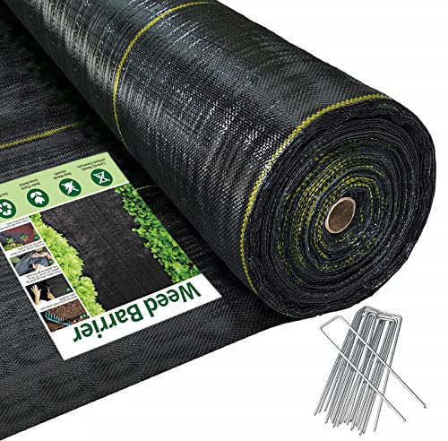 Sunocity 6ft x300ft Black Weed Barrier 3.5oz Landscape Premium Fabric-Heavy Duty Woven Ground Cloth with Superior Permeability Weed Control Convenient Design