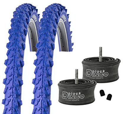 2 x Reifen MTB 20/24/26 Zoll Fahrradreifen Fahrradmantel 50-406/507/559 (20/24/26x1.95) inkl. Black Dingo Schläuche AV