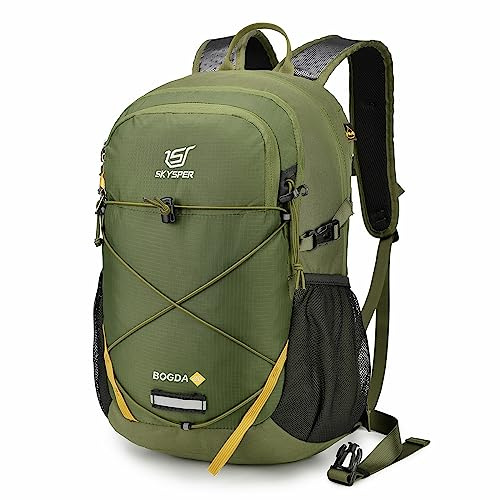 SKYSPER Small Hiking Daypack, 20L Lightweight Travel Backpacks Day Hike Pack with Waist Strap for Women Men(Armygreen)