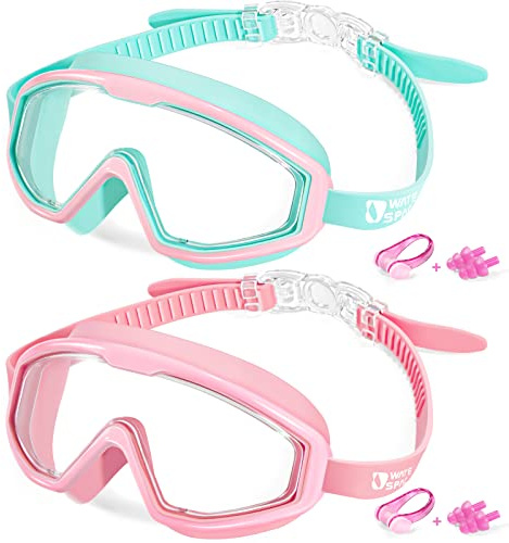 Water Space Kids Swimming Goggles, 2 Pack Swim Goggles for Kids 3-6 6-14 Children Girls Boys Toddler Junior Age 3 4 5 6 7 8 9 10 11 12 13 14 15 Years Old