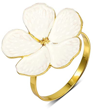 Iegefirm Lot de 6 Ronds de Ronds de Fleurs Blanches Boucles de Porte-Serviettes éLéGants pour Table à Manger