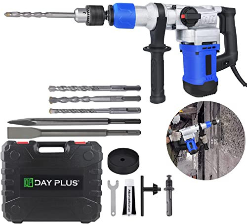 Rotary Hammer Drill Corded SDS Plus Hammer Drill, Concrete Tile Breaker Demolition Heavy Duty 1080W, 4 Function 6 Variable Speed Electric Demolition Jack Hammer Impact Drill with 360° Rotating Handle