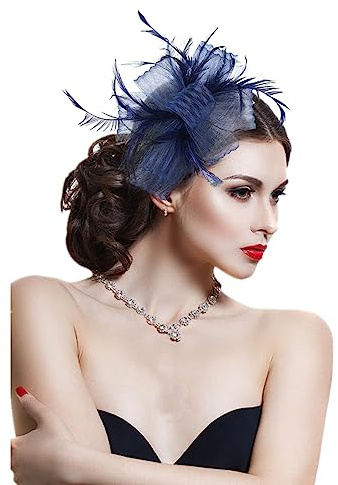 SJTJSPX Chapeau Bibi de Mariage Femme Fille Fascinator Chapeau Maille Bandeau avec Pince à Cheveux Vintage Elégant Serre Tête Chapeau Nuptiale Mariée Tea Party Cocktail Photographie Soirée Fête